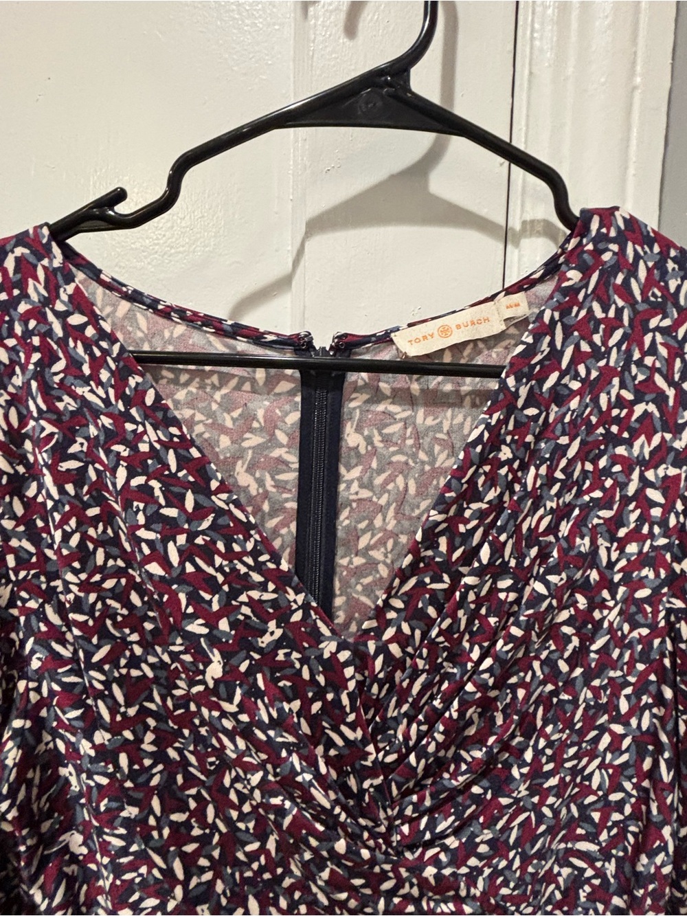 Tory Burch Burgundy Patterned Wrap Dress